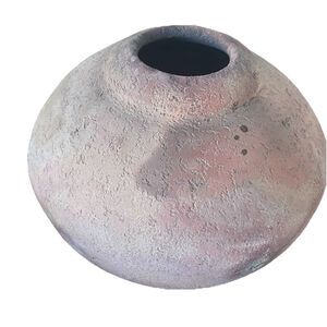 Studio Art Roku Pottery Large Round Vessel, Signed—Vintage SW Earthy Pastels